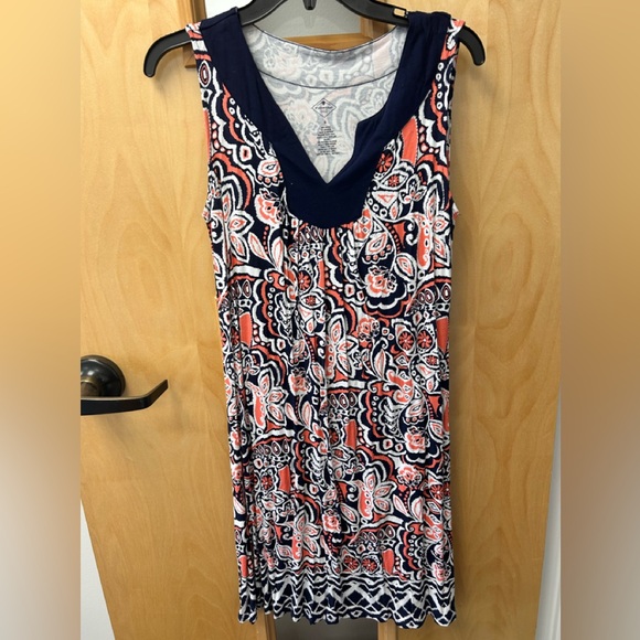 St. John's Bay Dresses & Skirts - St John’s Bay navy blue and coral floral sundress small